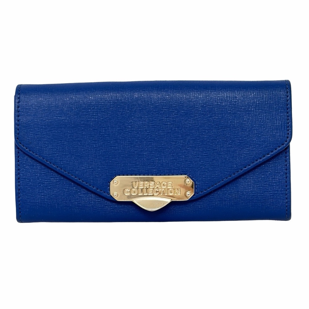 Versace Collection Saffiano Leather Wallet in Blue